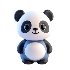 Cartoon Panda Figurine: Blue and White Toy Animal