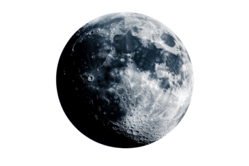 Full moon with craters on a transparent background