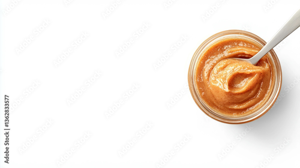 Aufkleber delicious pear and apple butter in a jar for culinary delight and spread