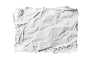Crumpled paper texture on a transparent background for design use
