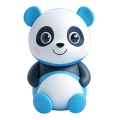Fototapeta premium Cartoon Panda Figurine: Blue and White Toy Animal