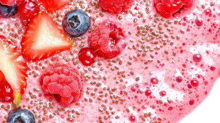 Vibrant prickly pear and chia seed smoothie with fresh berries