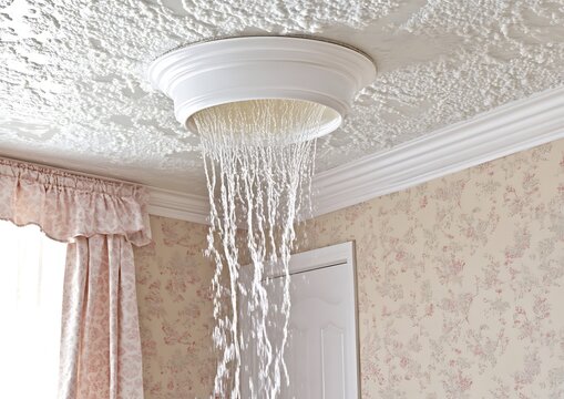 Leaky ceiling with water damage, and home repair.