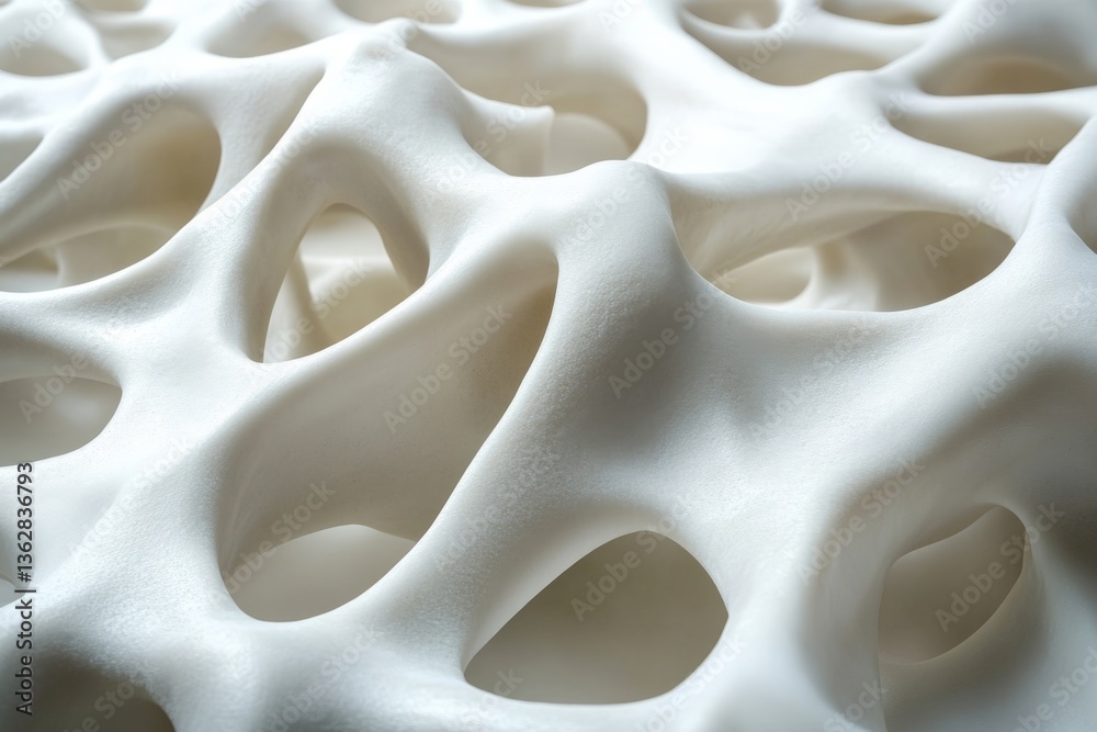 Poster Abstract surface pattern resembling organic forms in soft white material showcasing intricate textures and shapes