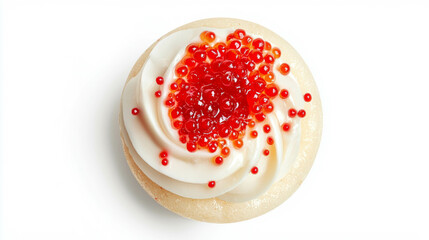 Gourmet delicacy of red caviar on blini for elegant culinary presentation