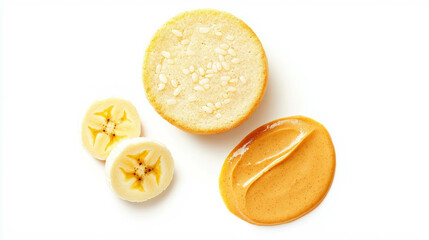 Delicious rice cakes with peanut butter and banana slices - perfect healthy snack