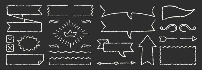 Cute Crayon Pencil Emphasis Squiggles Vector Set. Chalk Scribble Graffiti Arrows Frames Speech Bubbles Underlines. Hand Drawn Brush Texture Flag Shapes Highlights. Pencil Heraldry Charcoal Doodles