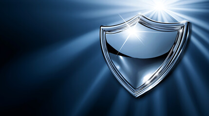 Metallic shield on dark background
