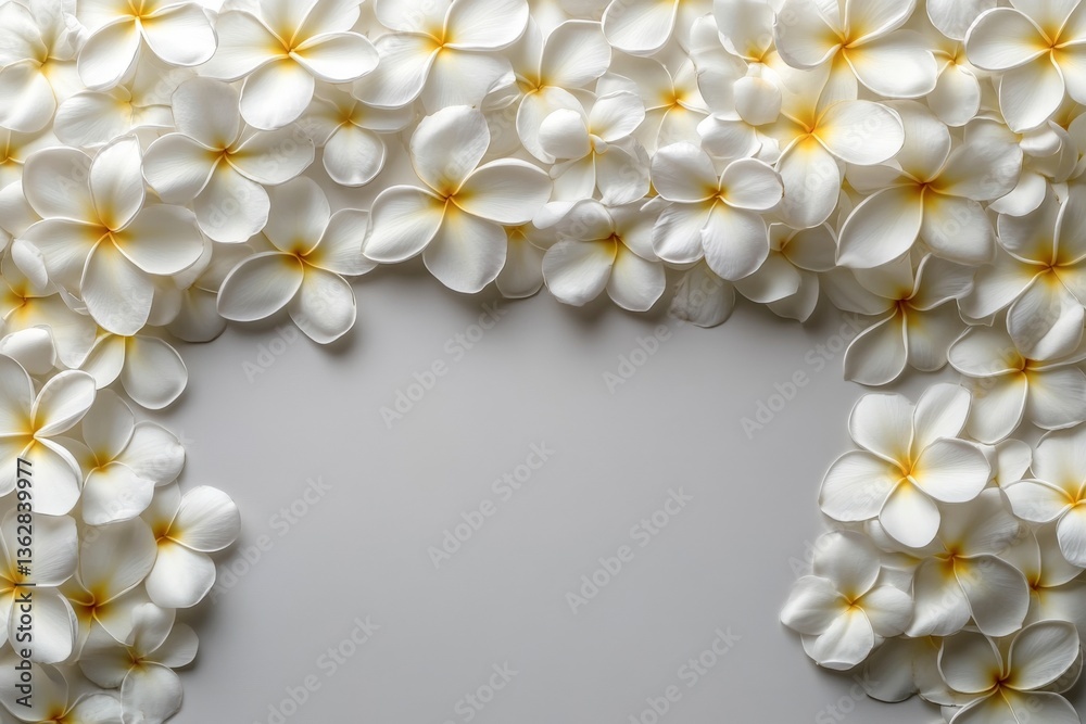 Poster White flowers surround a blank space, creating a minimalist and serene display