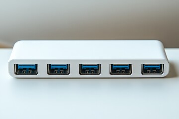 USB hub with multiple ports for connecting devices efficiently on a clean workspace