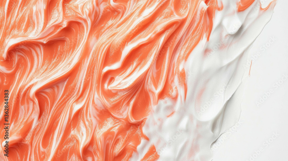 Poster Dynamic orange and white flowing abstract texture for creative design