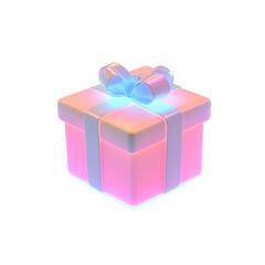 Obraz premium A 3D gift box icon with a glowing ribbonisolated on transparent background png