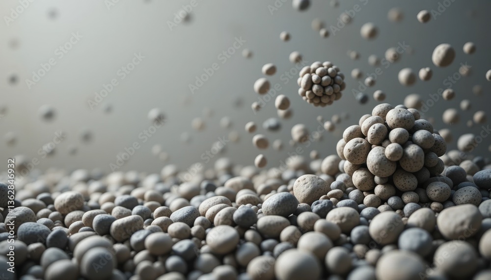 Poster dynamic movement of abstract particles in studio setting science experiment close-up view conceptual
