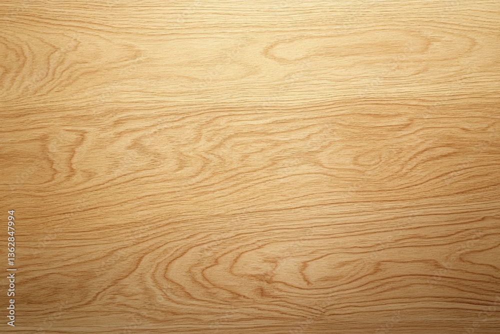 Poster natural light illuminates smooth oak wood surface showcasing fine grain patterns and textures