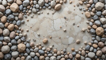 Collecting smooth pebbles natural setting high-quality image earthy environment top-down view nature's textures and patterns