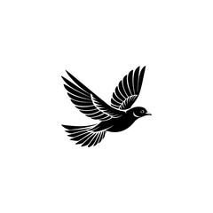 A dramatic bird black and  white silhouette vector, 
