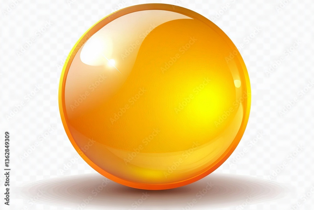Leinwandbilder Bright shiny yellow sphere resting on a light surface creating a vibrant focal point in the composition