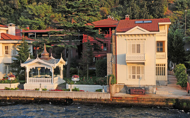 Obraz premium Istanbul, Turkey. October 2, 2011. View of a historical mansion on the Bosphorus in Istanbul, Turkey