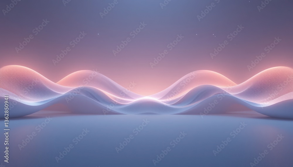 Poster dynamic wave patterns virtual space abstract art digital environment wide angle view futuristic conc