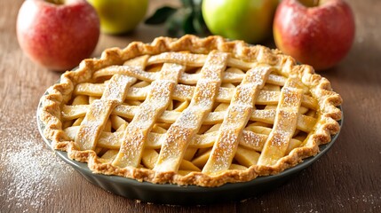 Classic apple pie a lattice crust fresh from the oven