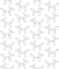 Vector seamless pattern of hand drawn sketch doodle outline air balloon dog isolated on white background