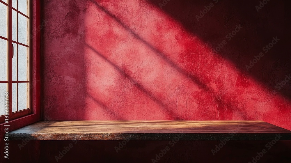 Poster warm rays of sunlight create striking shadows as they filter through the window, illuminating a wood