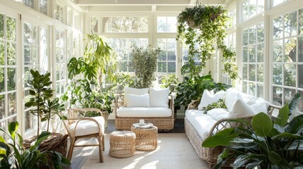 Embrace nature with a relaxing sunroom oasis.