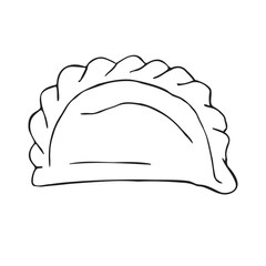 Vector hand drawn sketch doodle outline dumpling isolated on white background