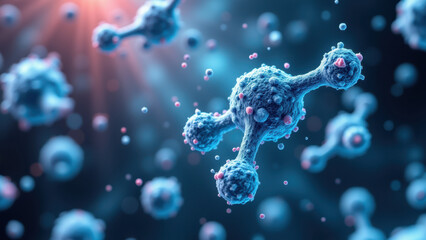 Obraz premium Magnesium Glycinate molecule with a vibrant atomic structure set against a backdrop of cosmic energy.