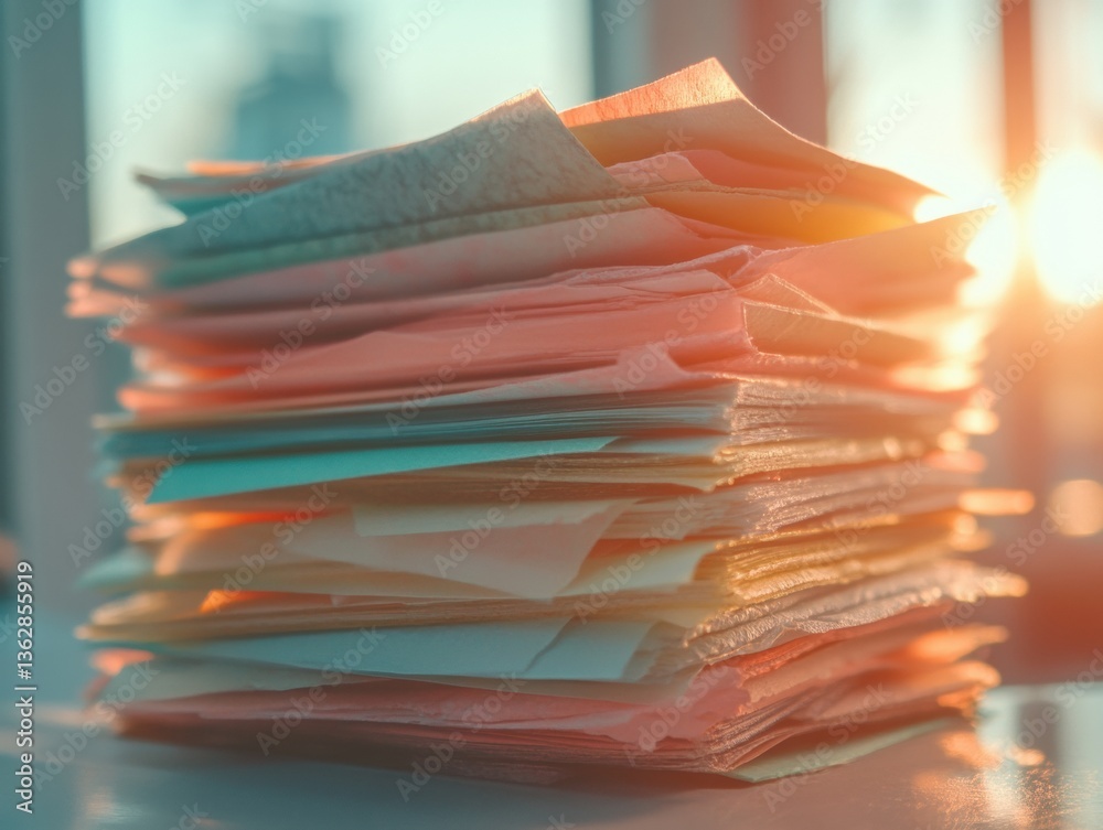 Poster soft focus tax day minimalism pastel document workflow with golden hour aesthetic - organizational e