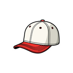 Red and White Baseball Cap Illustration