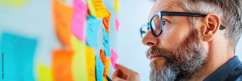 Fototapete Agile Innovation Workshop Creative Professional Brainstorming Strategy with Dynamic Color-Coded Post-It Notes - Collaborative Design Thinking for Modern Business Transformation