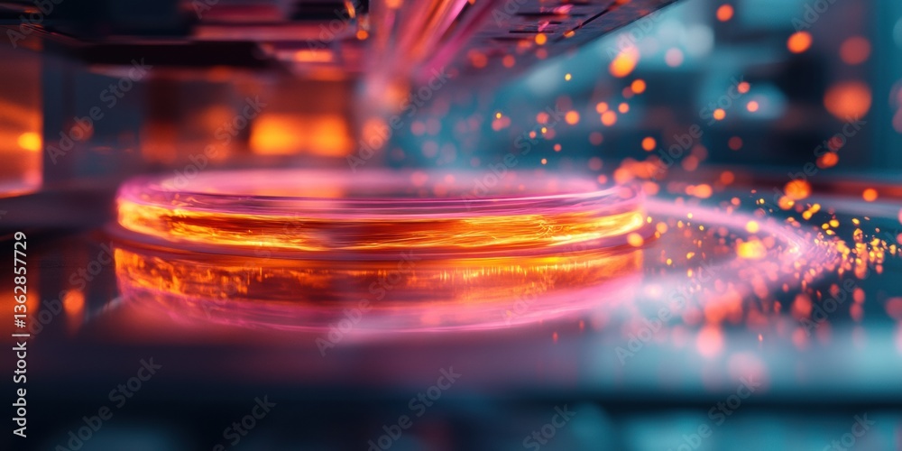 Poster Quantum Precision Futuristic Industrial Illumination Revealing Next-Gen Manufacturing Dynamics with Cyberphysical Energy Flow and Technological Elegance