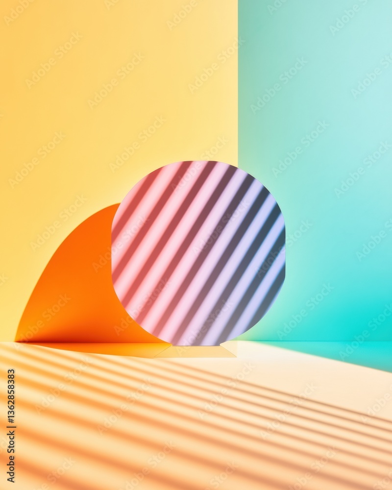 Aufkleber Chromatic Geometry Minimalist Abstract Design with Gradient Color Blocking, Soft Shadow Play and Retro-Futuristic Aesthetic for Modern Visual Branding