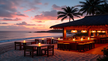 Charming beach bar with sunset views