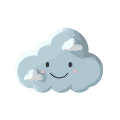 Cute cloud character with a smiling face and playful design in a soft blue theme