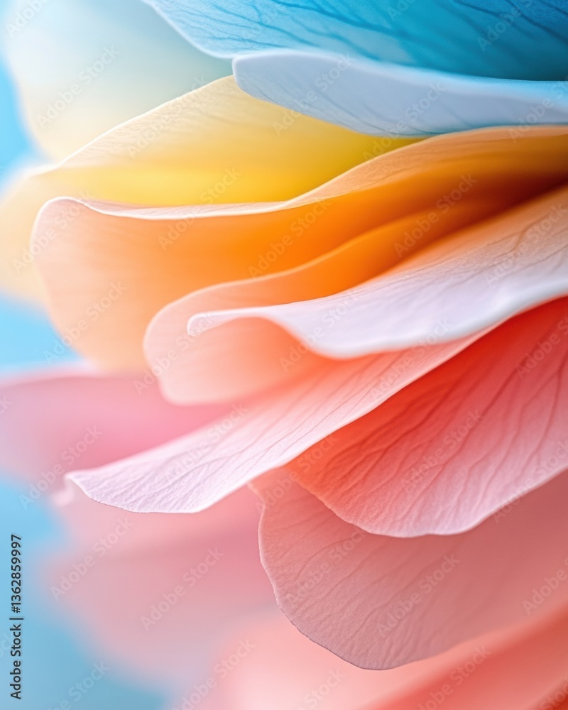 Poster ethereal color gradient petals soft focus botanical aesthetic for mindful wellness branding and digi