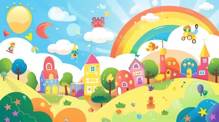 Colorful Pre-school Poster Background: Inspiring Learning and Play for Young Minds 
