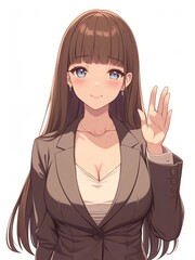 アニメ調の美少女の切り抜き用素材