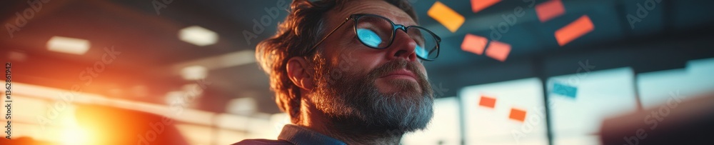 Aufkleber Immersive AI Leadership Dynamic Gen Z Professional Navigating Future-Forward Strategy with Augmented Analytics and Innovative Workplace Intelligence