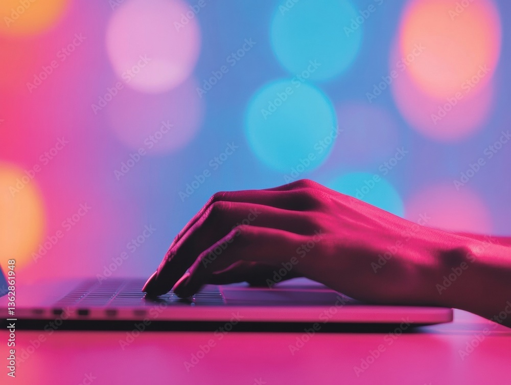 Poster chromatic creativity vibrant digital workspace aesthetic showcasing millennial tech productivity in 
