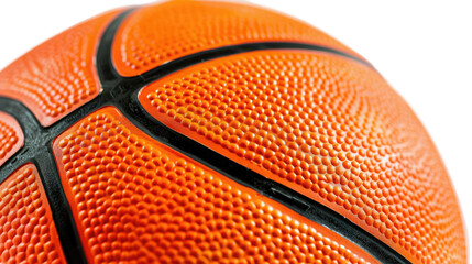 Fototapeta premium The Grip of the Game: A close-up captures the textured surface of a basketball, radiating the spirit of sport and competition, ready to be dribbled, passed, and shot.