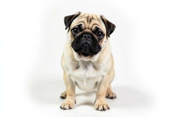 Adorable pug dog, isolated on white background , stock photo, animal
