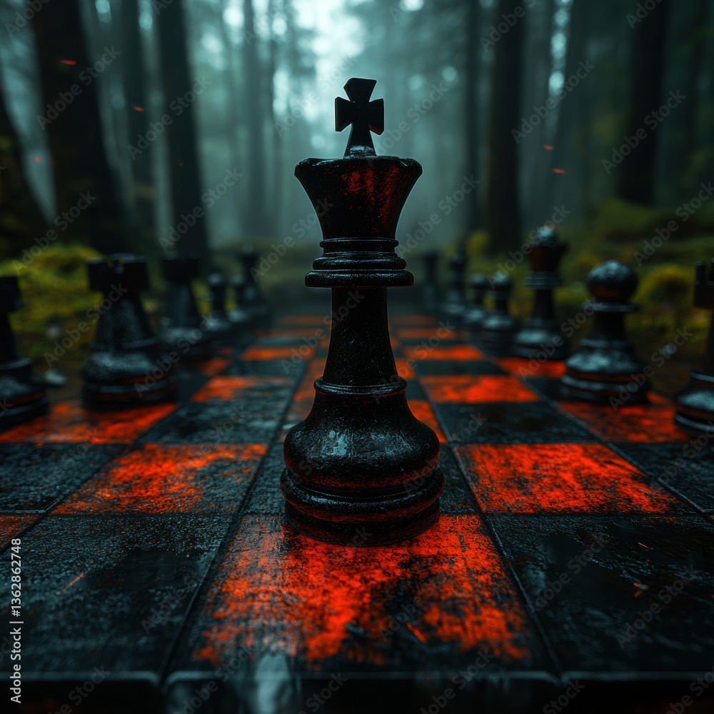 Poster Mystical Strategy Visualization Dark Forest Chessboard Metaphor for Competitive Intelligence, Digital Storytelling, and Transformative Decision Making