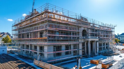 Grand Mansion Under Construction, Majestic Architectural Renewal