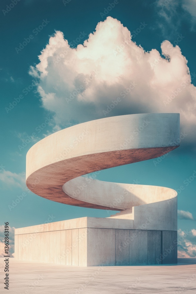 Poster minimalist architectural fusion sculptural concrete spiral redefining spatial design - innovative st