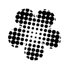 Flower black halftone dots background. Vector retro old comic dots halftone noise, arts. Spray points grain, grunge effect. Halftone flower shape. Comic dotted circles, round pop art shape