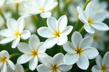 Obraz premium Close-up shot of pristine white flowers on seamless background, white petals, white flowers, white background