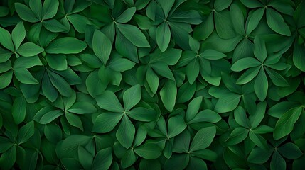Lush Green Foliage: A Detailed Digital Painting of Intertwined Leaves AI Generated