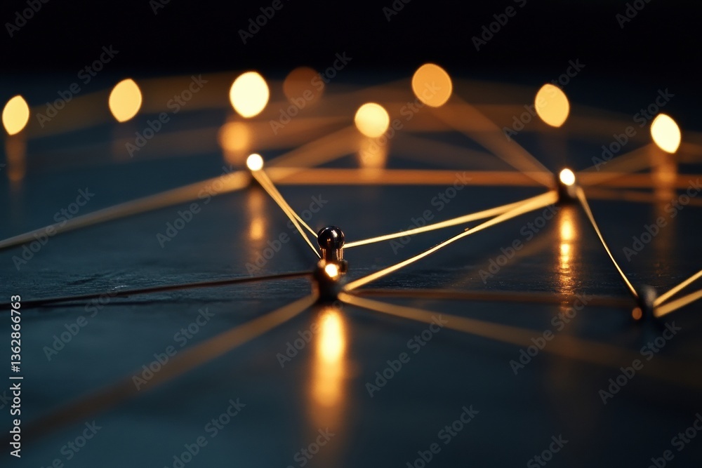 Aufkleber Quantum Connectivity Visualization Illuminated Network Nodes Revealing Digital Transformation Paradigms in Soft-Focus Technological Abstraction